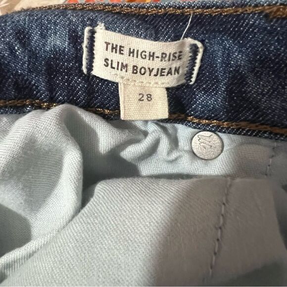 Madewell The High Rise Slim Boyjean Denim Dark Was Blue Women’s Jeans Sz 28 - Picture 11 of 13